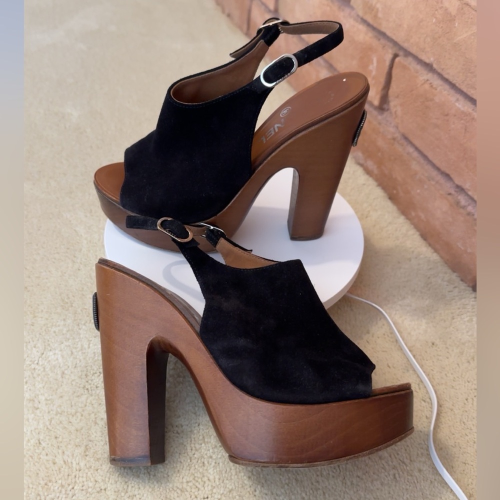 AUTHENTIC CHANEL Black Sandal Heels